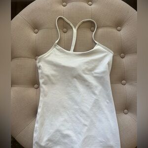 Lululemon Power Y Tank Top Built-in Bra White Womens Size 6